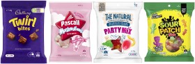 The-Natural-Confectionery-Co-130g-230g-Sour-Patch-190g-Cadbury-or-Europe-Bites-120g-160g-or-Pascall-Marshmallows-280g on sale