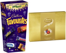 Cadbury-Favourites-520g-or-Lindt-Lindor-Gift-Box-232g-235g on sale