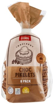 Coles-Choc-Pikelets-8-Pack-200g on sale
