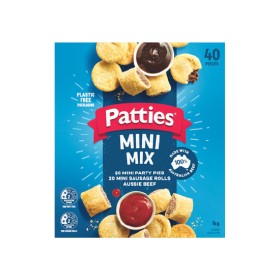 Patties-Party-Pack-Mini-Pies-Sausage-Rolls-1-kg-Pk-40 on sale