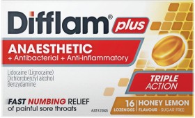 Difflam+Plus+Anaesthetic+%2B+Antibacterial+%2B+Anti-inflammatory+Honey+Lemon+Flavour+16+Lozenges