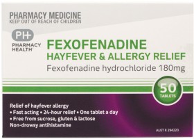 Pharmacy-Health-Fexofenadine-Hayfever-Allergy-Relief-50-Tablets on sale