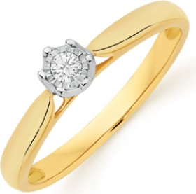 9ct+Two+Tone+Gold+Diamond+Solitaire+Ring