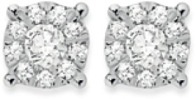 9ct-White-Gold-Diamond-Cluster-Studs on sale