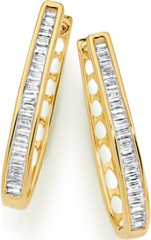 9ct+Gold+Diamond+Huggie+Earrings