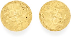 9ct+Gold+6mm+Diamond-cut+Button+Stud+Earrings