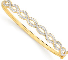 9ct+Two+Tone+Gold+60mm+Bangle