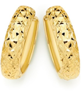 9ct-Gold-Diamond-cut-Huggie-Earrings on sale