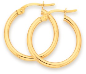 9ct+Gold+2x15mm+Polished+Hoop+Earrings