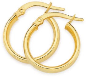 9ct+Gold+4x12mm+Half+Round+Hoop+Earrings