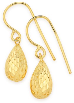 9ct-Gold-Diamond-Cut-Bomber-Drop-Earrings on sale