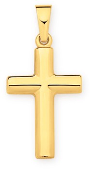 9ct+Gold+18mm+Plain+Cross+Pendant