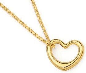 9ct+Gold+14mm+Open+Heart+Floating+Pendant