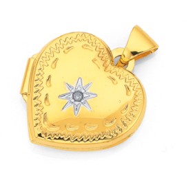 9ct-Gold-Two-Tone-15mm-Diamond-Set-Engraved-Edge-Locket on sale