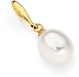 9ct+Gold+Cultured+Fresh+Water+Pearl+Pendant