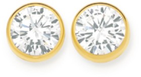 9ct+Gold+Cubic+Zirconia+Bezel+Set+5mm+Stud+Earrings