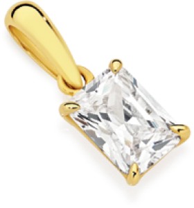 9ct+Gold+Cubic+Zirconia+Pendant