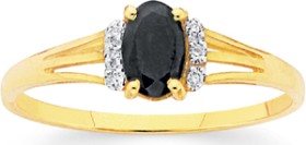 9ct+Gold+Sapphire+%26amp%3B+Diamond+Oval+Ring