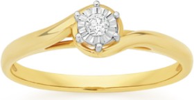 9ct+Gold+Diamond+Solitaire+Ring