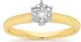 9ct+Gold+Diamond+Cluster+Ring