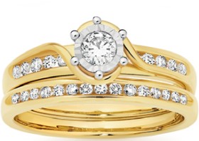 9ct-Gold-Diamond-Bridal-Set on sale