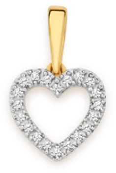 9ct+Gold+Diamond+Small+Heart+Pendant