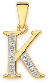 9ct-Gold-Diamond-Initial-K-Pendant on sale