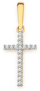 9ct+Gold+Diamond+Small+Cross+Pendant