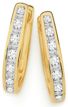 9ct+Gold+Diamond+Huggie+Earrings