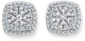 9ct+Gold+Diamond+Cushion+Stud+Earrings