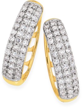 9ct+Gold+Pave+Set+Diamond+Earrings