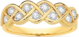 9ct+Gold+Diamond+Plait+Ring