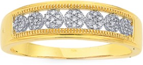 9ct+Gold+Diamond+Seven+Cluster+Band