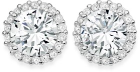 Sterling+Silver+8mm+Cubic+Zirconia+and+Halo+Stud+Earrings