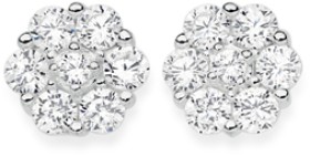 Sterling+Silver+Cubic+Zirconia+Cluster+Earrings