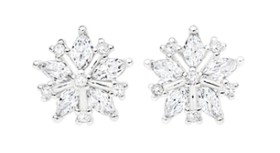 Sterling+Silver+Marquise+Cubic+Zirconia+Fancy+Snowflake+Earrings