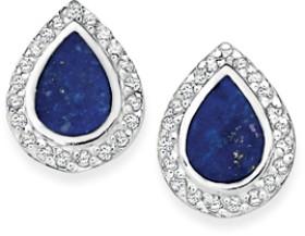 Sterling+Silver+Pear+Lapis+%26amp%3B+Cubic+Zirconia+Stud+Earrings