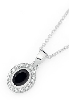 Sterling+Silver+Oval+Cubic+Zirconia+Cluster+Pendant