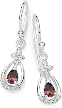 Sterling+Silver+Pear+Cubic+Zirconia+Hook+Earrings