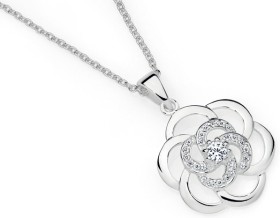 Sterling+Silver+Cubic+Zirconia+Flower+Pendant