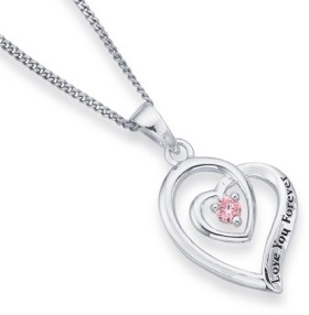 Sterling+Silver+Pink+Cubic+Zirconia+Love+You+Forever+Heart+Pendant