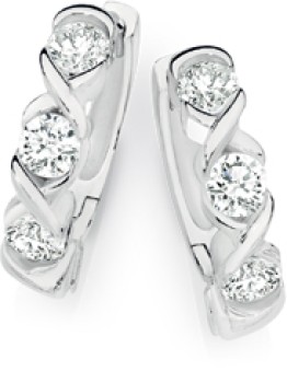 Sterling+Silver+Cubic+Zirconia+Hugs+%26amp%3B+Kisses+Huggie+Earrings