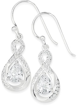 Sterling+Silver+Pear+Cubic+Zirconia+within+Cubic+Zirconia+Infinity+Drop+Earrings