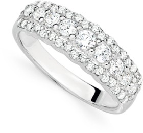 Sterling+Silver+9+Cubic+Zirconia+Fancy+Anniversary+Ring