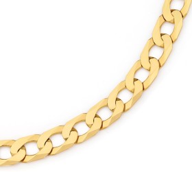 9ct+Gold+55cm+Solid+Curb+Gents+Chain