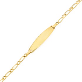 9ct+Gold+15cm+Hollow+Figaro+1%2B1+I.D.+Bracelet