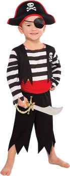 Pirate+Costume+with+Hat+%26amp%3B+Eye+Patch+Ages+3-12+Yrs