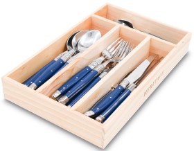 Heritage+24pc+Laguiole+Cutlery+Set+in+Blue