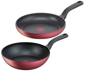 Tefal+Red+Delight+Induction+Non%E2%80%91stick+Twin+Pack+28cm+Frypan+and+28cm+Wok