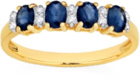 9ct+Gold+Sapphire+%26amp%3B+Diamond+Band